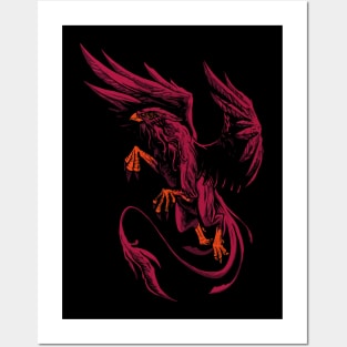 Blazing Griffin: Mythical Might in Red Posters and Art